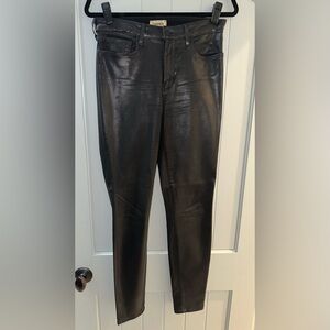 L' Agence Marguerite Skinny High Rise Black Coated Pants- Noir- size 29
